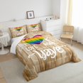 thumbnail image 3 of YST Pride Decorations for Home, Love Home Pride Day Comforter Set Lgbt Sign Decor Bedding Comforter Sets Rainbow Pride Wodden Style Bedding Sets with 2 Pillowcases Queen, 3 of 6