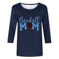 thumbnail image 3 of Baikeli Hauts pour Femmes Liquidation Soldes Fête des Mères Manches 3/4 Hauts pour Femmes Décontractés d'Été Chandail à Enfiler Col Rond Chemises Amples Blouses Imprimées de Lettres T-Shirts pour Femmes, 3 of 5
