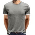 thumbnail image 1 of Black Muscle Shirt men Short-Sleeve Beefy Muscle Basic Solid Pure Color Blouse Tee Shirt Top, 1 of 5
