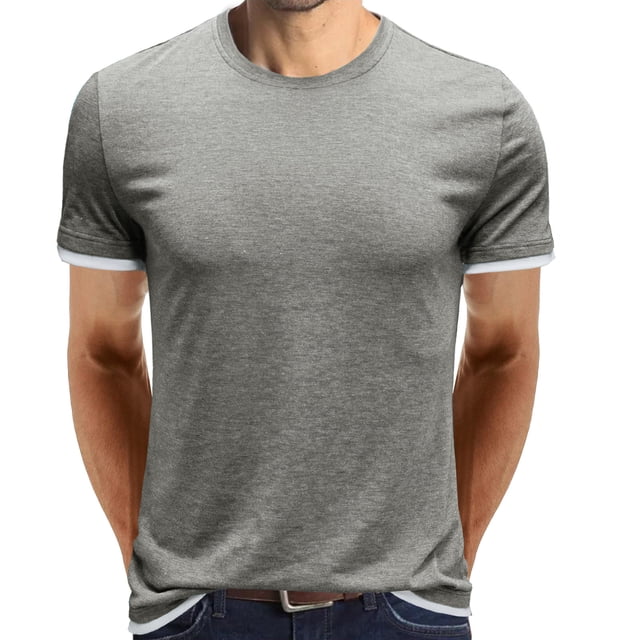 Black Muscle Shirt men Short-Sleeve Beefy Muscle Basic Solid Pure Color Blouse Tee Shirt Top