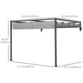thumbnail image 3 of Outsunny Pergola Adossée 10 Pieds x 10 Pieds avec Auvent Rétractable pour Patio, Terrasse, 3 of 10