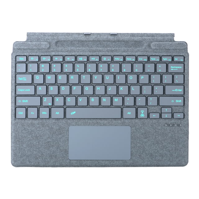 Clavier Bluetooth Rétroéclairé Multicolore pour Surface Pro 8/9/10/11/X - Design Mince avec Portée de 10 m et Pavé Tactile à Rejet de la Paume (Bleu Glace)