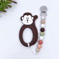 thumbnail image 3 of Little Cheeks - Baby, Infant - Monkey Silicone Teether and Pacifier Clip - Brown, 3 of 7