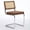 Coffee Linen, variant on Set of 4 Mid Century Cantilever Dining Chairs, Velvet Rattan Cane Back Kitchen Chairs with Chrome Steel Frame Breuer Style Accent Side Chairs