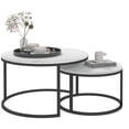 thumbnail image 1 of HOMCOM Nesting Tables, Coffee Tables Set of 2 with Faux Marbled Top, 1 of 10