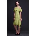 thumbnail image 3 of Bimba Robe à Volants Imprimée Teinture sur Nœuds Verte pour Femmes Épaules Dénudées - Moyen, 3 of 6