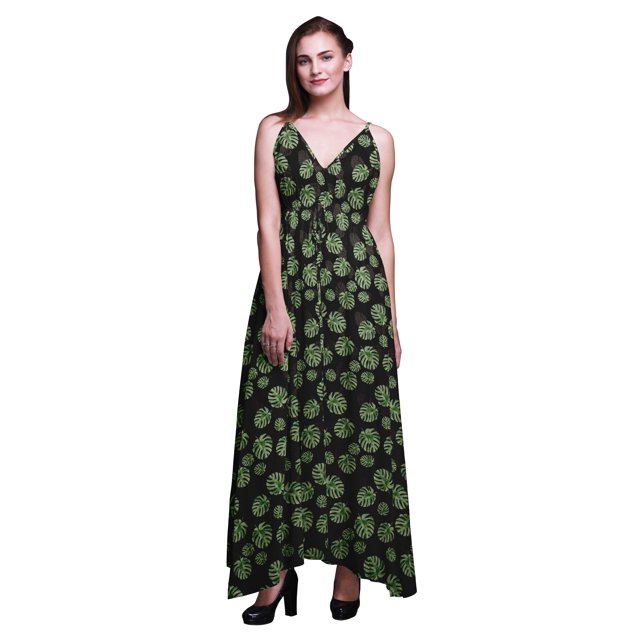 Bimba Robe Longue à Imprimé Floral pour Femmes, Bretelles Spaghetti, Col en V, Maxi, Tenue de Plage - Grand