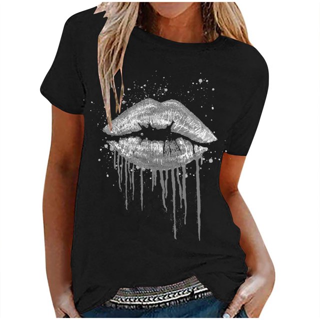 Birdeem T-Shirt Mode Femme Imprimé Col Rond Manches Courtes Blouse Ample