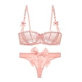 thumbnail image 1 of Soutien-gorge Balconnet Demi-Bonnet Non Doublé en Dentelle pour Femme à Armatures, Transparent, et String Transparent, 1 of 5