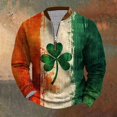 thumbnail image 3 of Penkiiy Chandail en Molleton Col Zippé Imprimé Irlandais pour Hommes St. Patrick's Day 3TG Multicolore, 3 of 3