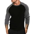 thumbnail image 1 of vdgthytj T-Shirts pour Hommes Tendance à Blocs de Couleur Col Rond Manches Longues Chandail T-Shirts Vintage Slim Basiques Raglan Tops, 1 of 7