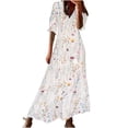 thumbnail image 2 of EQWLJWE Robe pour Femmes Liquidation Mode Robe Décontractée pour Femmes Printemps et Été Col en V Manches Trois-Quarts Robe Imprimée Robes pour Femmes Grande Taille, 2 of 6