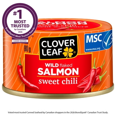 Clover Leaf Wild Flaked Salmon - Sweet Chili 80g, MSC Certified, 100% Preservative-Free, Canned Fish. Gluten Free