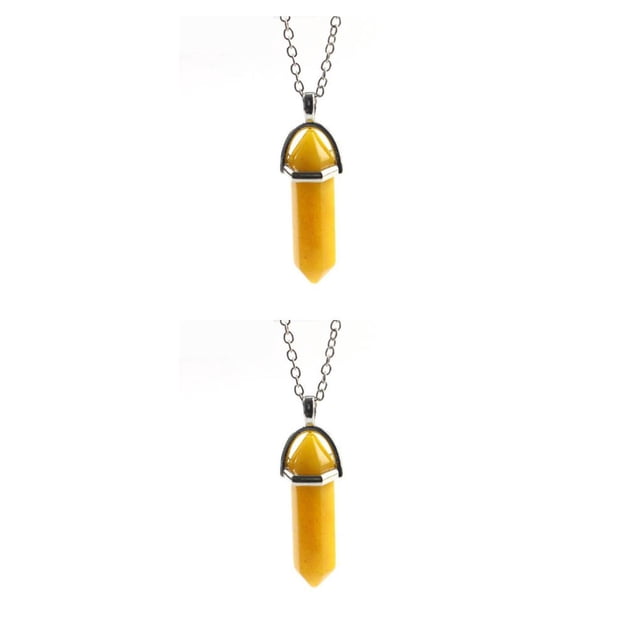 QualitChoice Hexagon Column Charm Exquisite Women Men Making Findings Handmade Anniversary Hanging Pendants Colorful Crystal Yellow 2Set