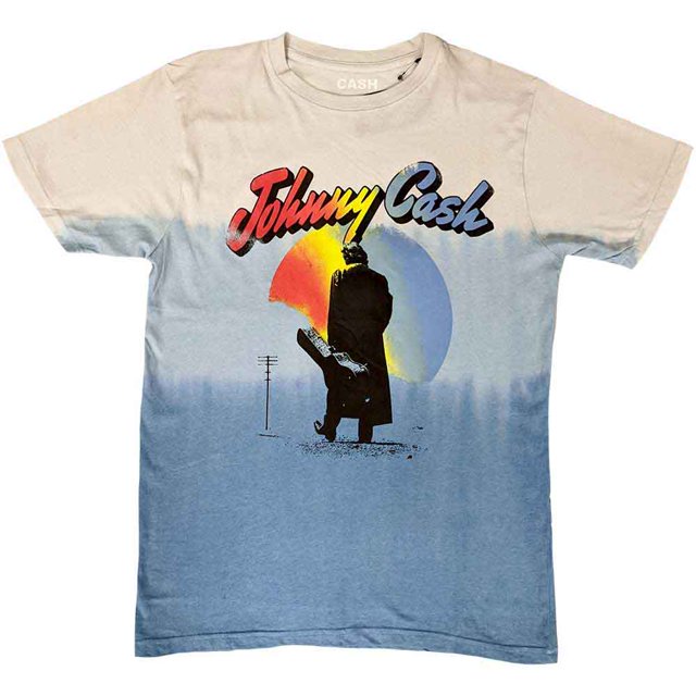 Johnny Cash Unisex T-Shirt Walking Guitar (Wash Collection)