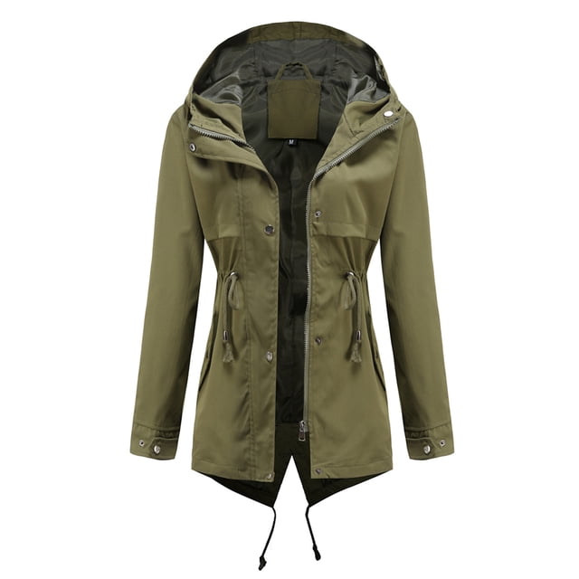 Manteau de Pluie Uni pour Femmes Manteaux d'Extérieur Imperméables Imperméable à Capuche Coupe-Vent