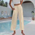 thumbnail image 4 of Summer Clearance 2025! Womens Plus Size Pants,Woman Fashion Solid Color Elastic Waist Drawstring Pocket Long Pants, 4 of 5