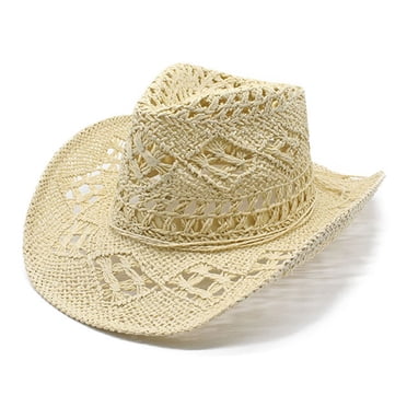 GDREDA Sun Hats for Men Women Men Summer Western Cowboy Hat Shapeable Straw Hat Hollowed Out Sun Hat，Beige