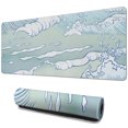thumbnail image 1 of Stylish Blue & White Wave Gaming Mouse Pad - Non-Slip, Extended Large Size, 1 of 7