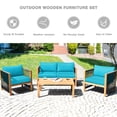 thumbnail image 3 of Costway 4PCS Wooden Patio Furniture Set CUS01hioned Sofa W/Rope Armrest Turquoise, 3 of 9