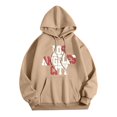 thumbnail image 1 of Sweatshirt pour Femmes Patchwork Graphique Col Rond à Capuche Femmes Hiver Automne Tenues Tops pour Leggings Gris Foncé 2XL, 1 of 4