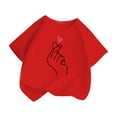 thumbnail image 3 of PMVFHDE Hauts Tube pour Filles T-Shirt à Manches Courtes pour Fille T-Shirt Fille T-Shirt Mignon pour Filles Hauts pour Fille Enfant T-Shirt Graphique Mignon à Col Rond à Manches Courtes T-Shirt d'Été Décontracté Rouge, 3-4 Ans, 3 of 5