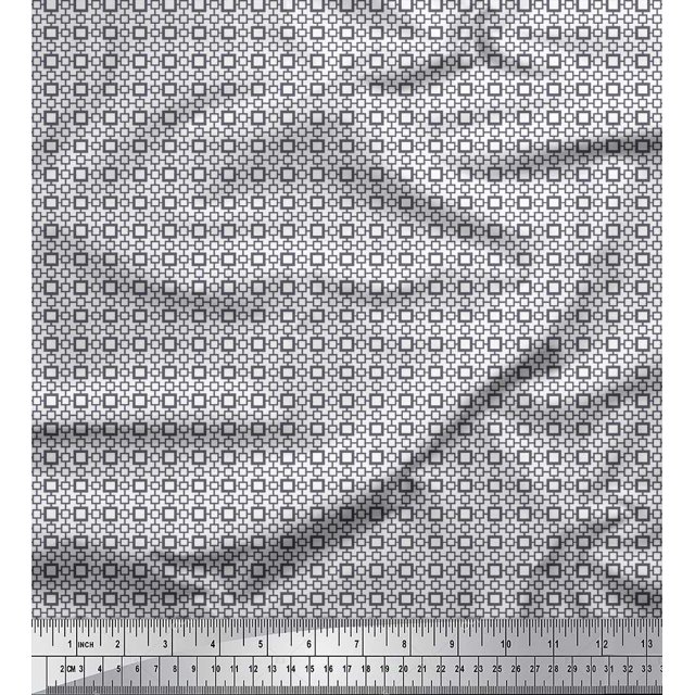 Soimoi Rayon Fabric Geometric Small Printed Fabric 1 Yard 56 Inch Wide