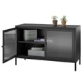 thumbnail image 2 of Systembuild Evolution Ashbury Heights 2 Door Storage Cabinet-Fluted Glass Metal Locker, Black, 2 of 9