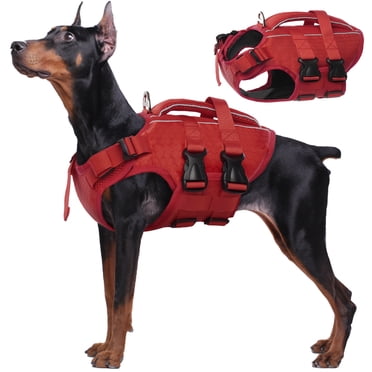 Kuoser Dog Life Jacket, Reflective and Adjustable Life Vest for Small Medium Large Dogs Red, XL