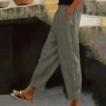 thumbnail image 2 of Timegard Womens Pants Elastic High Waist Lightweight Side Button Solid Color Lounge Trousers with Pockets, 2 of 7