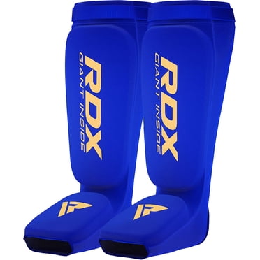 RDX Protège-Tibias Kickboxing Muay Thaï, Approuvé par SATRA, Coussinets de Protection pour Coups de Jambe MMA, Entraînement d'Entraînement de Sparring Arts Martiaux Boxe, Protecteur Rembourré Élastiqué, Équipement de Karaté BJJ Taekwondo, Hommes Femmes