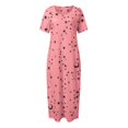 thumbnail image 5 of Kcodviy Robe de Nuit Quotidienne à Manches Courtes pour Femmes, Imprimé d'Étoiles, Décontractée, Inclinée, à Boutons, Robe de Nuit pour Femmes, Épaule, Maxi, Robe de Sommeil, 5 of 5