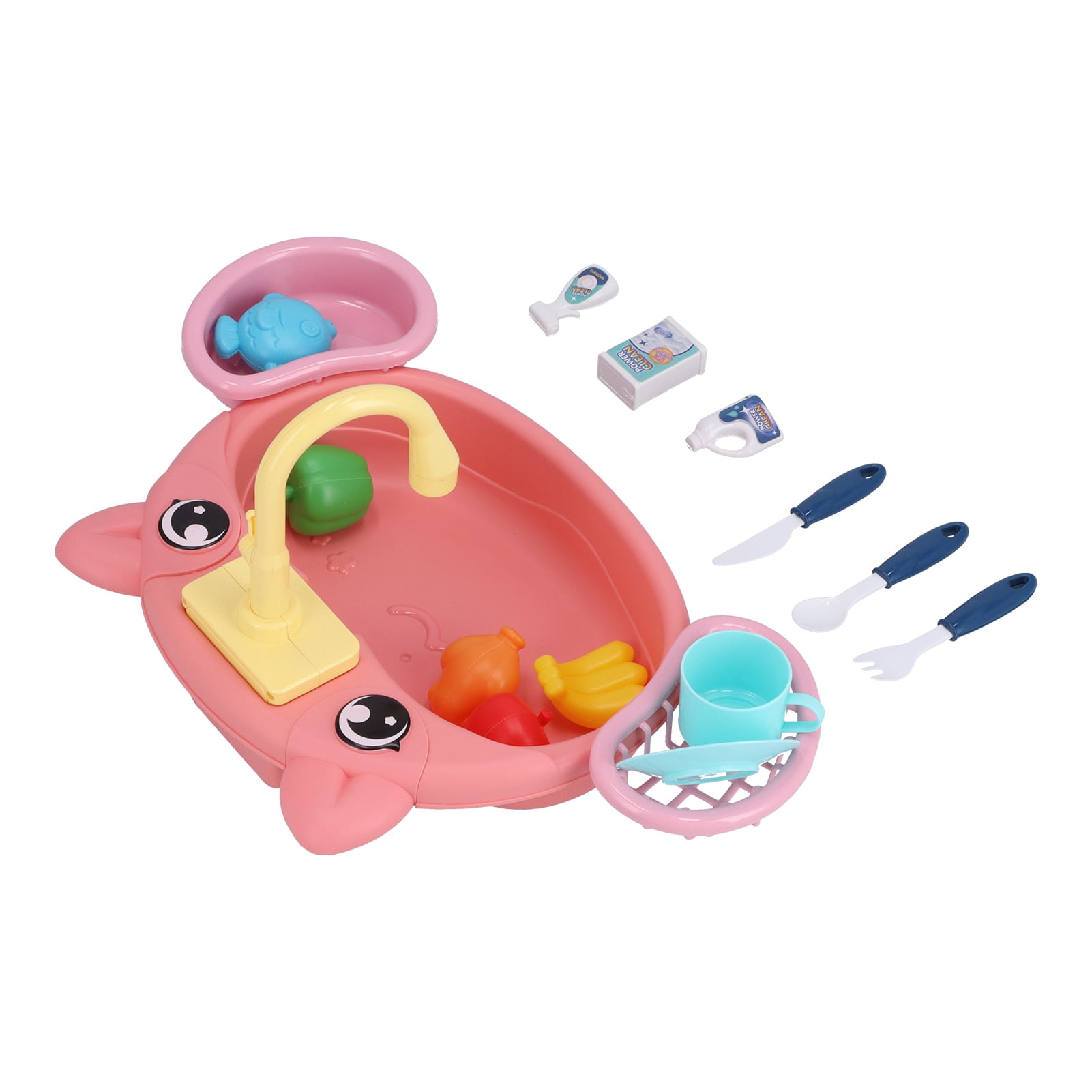Kids Kitchen Toy Set, Pretend Play Kitchen Sink Toys Electrically Inductive Plastic  for Kids over 3 Years Old