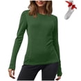 thumbnail image 1 of Yuyuzo Chandails à Manches Longues pour Femmes, Couche de Base Thermique Légère, T-Shirts à Col Rond, Hauts Chauds et Confortables avec Chaussettes, 1 of 7