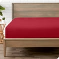 thumbnail image 1 of Bare Home Drap-Housse - Premium 1800 Collection - Poche Profonde - Ultra Doux, Résistant aux Plis - Très Grand, Rouge, 1 of 7