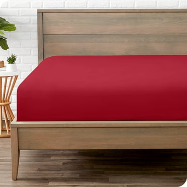 Bare Home Fitted Sheet - Premium 1800 Collection - Deep Pocket - Ultra-Soft Wrinkle Resistant - Full, Red