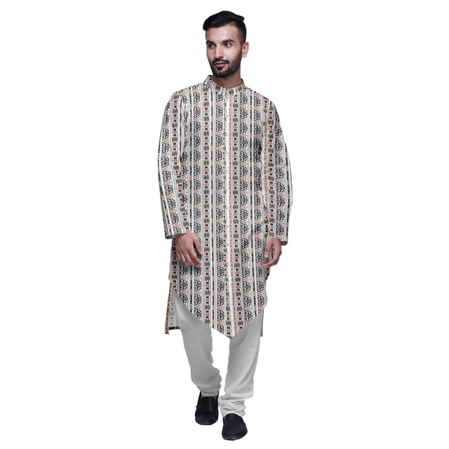 Atasi Printed Designer Rayon Button Down Casual Kurta With Pajama For Men