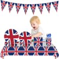 thumbnail image 1 of AMERTEER Union Jack Tableware Tablecloth/Paper Plates/ Napkins / Cups / Spoons / Fork / Triangle Flags Banner Dinnerware ，2 tablecloths, 1 of 10