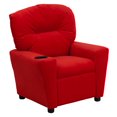 thumbnail image 1 of Contemporary Red Microfiber Kids Recliner with Cup Holder, 1 of 9