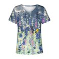 thumbnail image 4 of T-Shirts d'Été pour Femmes Grande Taille à Manches Courtes Femmes Blouse Imprimée d'Été T-Shirts Décontractés à Col en V T-Shirts à Manches Courtes Hauts T-Shirt à Col en V Femmes en Liquidation, 4 of 5