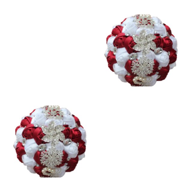 Baohd Wide Application Wedding Bouquets Elegant For All Occasions Low Maintenance wine red+ white 2Set