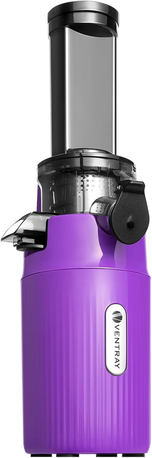 Ventray Ginnie Mini Cold Press Juicer, Small Slow Masticating Juicer with High Juice Yield for Vegetables Fruits, Easy to Clean, Space-Saving, Fit for Personal/Travel/Picnic/Office - Purple