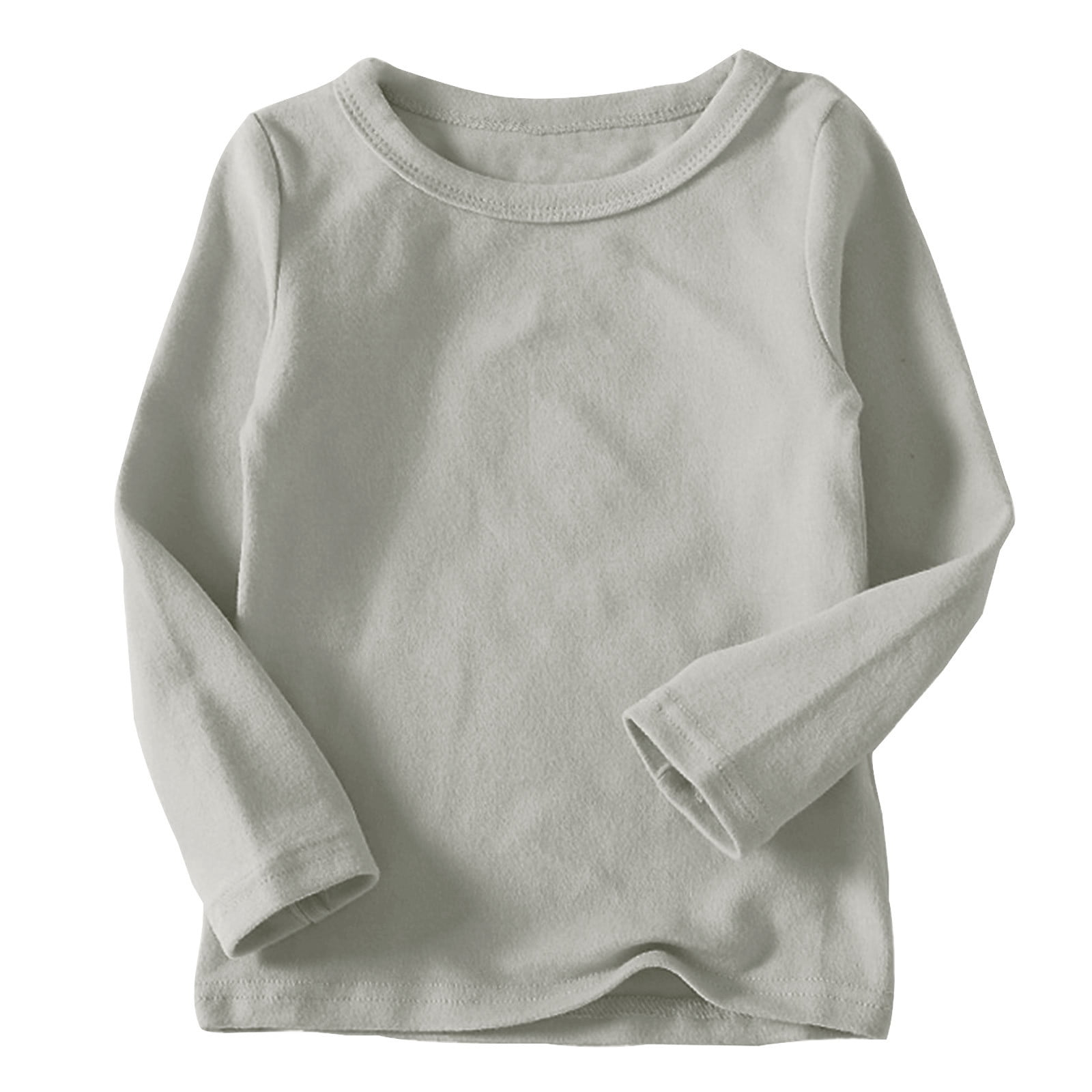 LOVZFMLL Hauts pour Petites Filles, T-Shirt de Pyjama à Col Rond à Manches Longues Uni, Décontracté Essentiel pour Tous les Jours, Polyvalent pour Superposition, Vêtements d'Automne 8-9 Ans Vêtements pour Filles