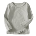 thumbnail image 1 of Besolor T-Shirts à Manches Longues pour Tout-Petits Garçons Filles, Col Ras du Cou Décontracté, T-Shirts Basiques, Automne, Couleur Unie, Camisoles en Coton, 1 of 5