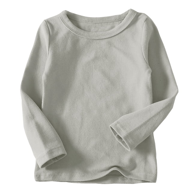 Besolor T-Shirts à Manches Longues pour Tout-Petits Garçons Filles, Col Ras du Cou Décontracté, T-Shirts Basiques, Automne, Couleur Unie, Camisoles en Coton