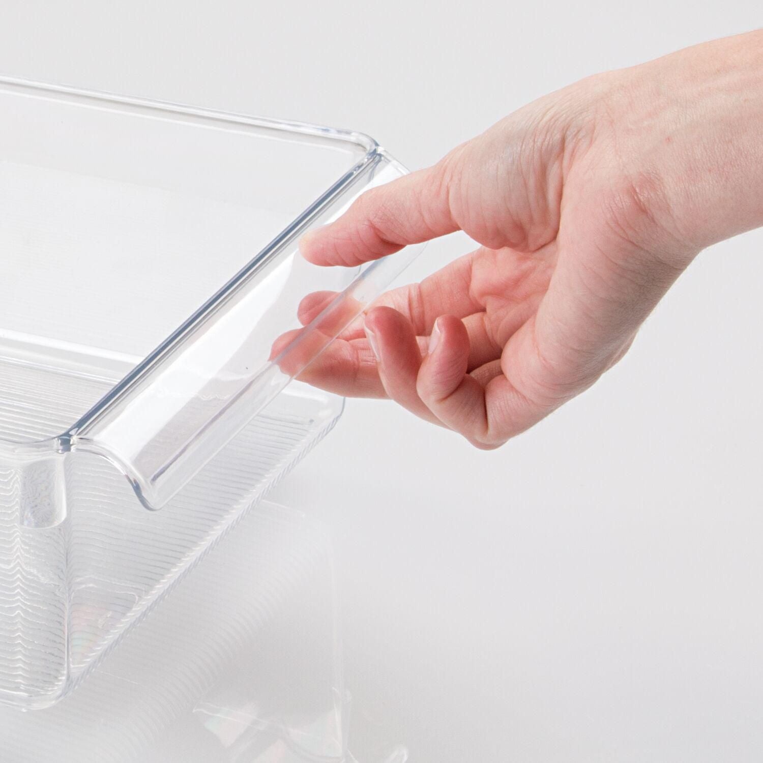 Bac organisateur transparent iDesign Linus en plastique sans BPA pour réfrigérateur et congélateur, avec poignée, pour cuisine, garde-manger, bureau, salle de bains – 8" x 11,5" x 3,5"