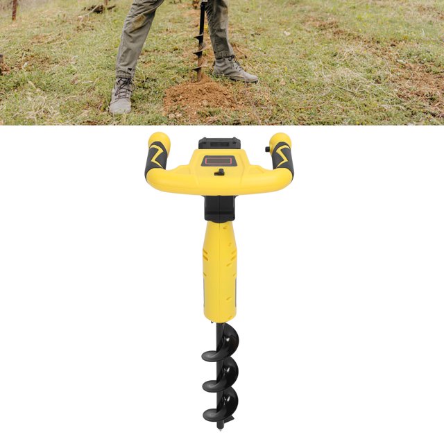 Tarière Électrique, Petite Machine Électrique Sans Fil pour Perçage au Sol, pour Creuser des Trous de Poteau, Semis Ou Fertiliser des Arbustes et Enlever les Racines