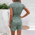 thumbnail image 4 of Summer Savings!wmjolc Womens Jumpsuit Front Bow Tie Dressy Rompers Button Short Romper Multi-Pockets Striped Cap Sleeveless Jumpsuits, 4 of 5