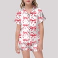 thumbnail image 2 of GDREDA Girl's Pyjama pour Filles Sets Imprimé, Haut à Boutons à Manches Courtes et Short, Ensemble de Pyjama pour la Maison Rouge, 12-13 Ans, 2 of 4