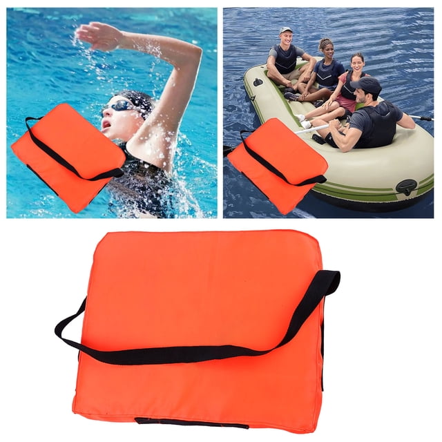 Boat Throwable Flotation Device - 18"x14" High Buoyancy Foam Life Preserver Cushion with Strap, USCG Approved Waterproof Throwable PFD for Boating, Swimming & Emergency Rescue Situations (Orange)